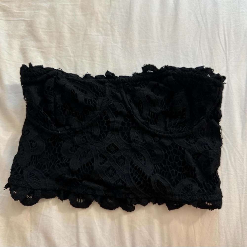 Black Lace Strapless Top